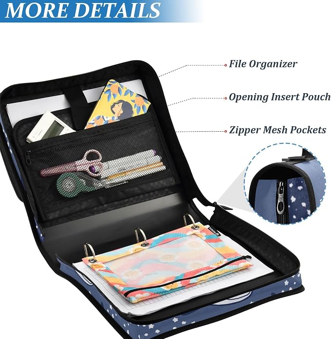 Whale Shark Binder Bag 3 Ring Zipper with Handle Shoulder Strap | for School Work Office Organizer Storage Case