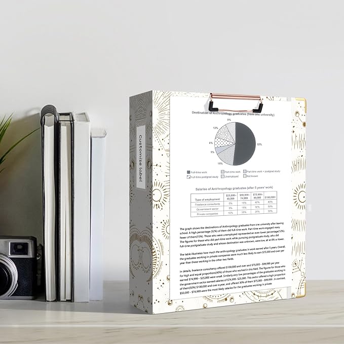 Ospelelf 3 Ring Binder, 2 Inch Letter Size (11" x 8.5") with 5 Tab Dividers, File Folder Labels and Low Profile Clipboards, Tarot Cards Binder for School and Office Supplies