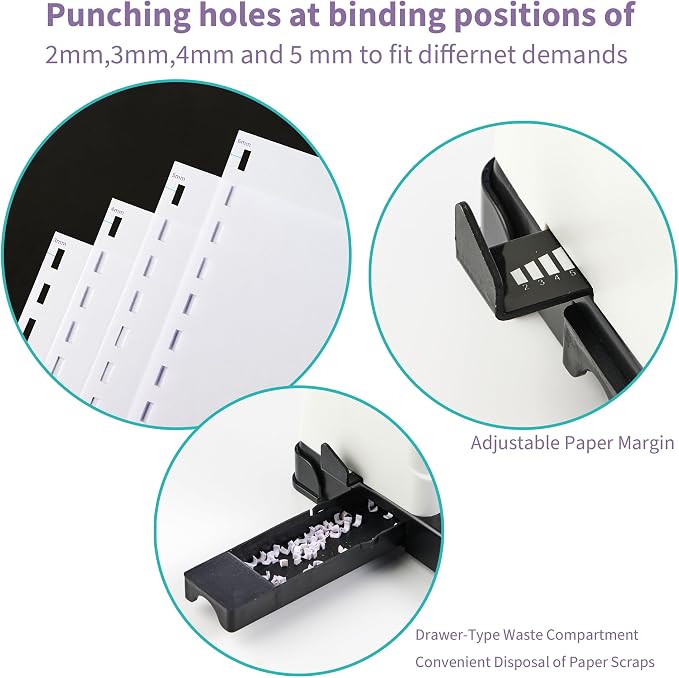 Binditek Binding Machine, Punch 12 Sheets, 450 Sheets, Adjustable Margin | Comb Binding Machine, 19-Hole, Punch 12 Sheet, 145 Sheets, with 100 Pcs 1/2" Comb Spines, for Letter Size, A5 or Smaller Size