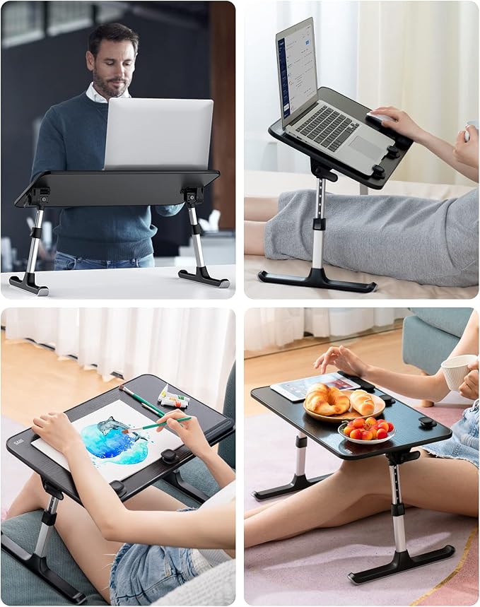 SAIJI Height & Angle Adjustable Lap Desk Laptop Stand for Bed | LightWeight Foldable Portable Laptop Table for Couch Sofa Chair Floor