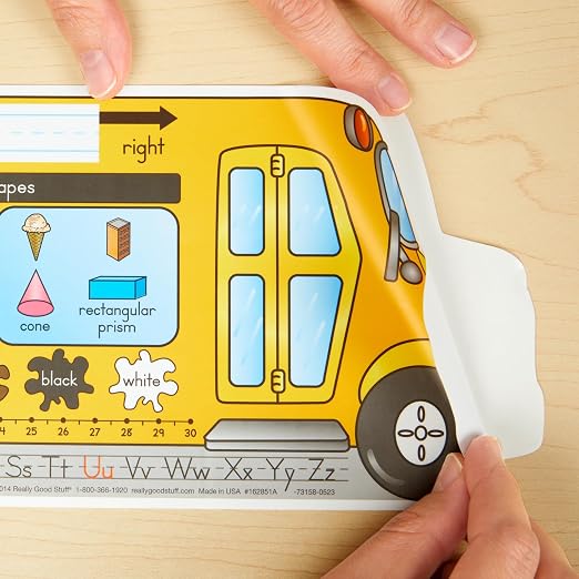 Really Good Stuff Zaner-Bloser Bus-Shaped Desktop Nameplates, 24-Pack