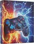 3 Ring Binder Game Controller Fire Electric Spark 1.5 inch Binders Three Ring Binders with Clipboard Fit 8.5'' x 11'' Paper 3 Interior PVC Clear Pockets for Office Supplies