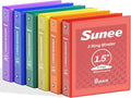 SUNEE 1.5 Inch Binders 3 Ring 6 Pack, Clear View Three Ring 1 1/2 Inch Binders PVC-Free (Fit 8.5x11 Inches) for School or Office Supplies, Classic 6 Colors