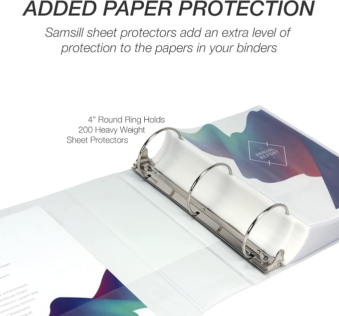 Samsill Durable 4 inch 3 Ring Binder, D Ring Binder, 100% Recycled Chipboard, White, Pallet of 216 Binders in 36 Cartons