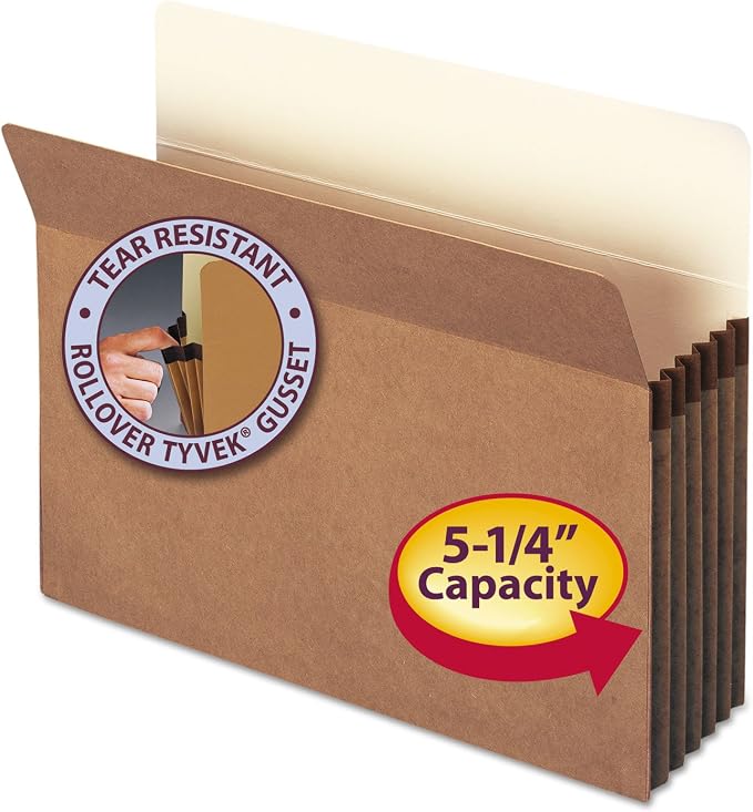 Smead File Pocket, Straight-Cut Tab, 5-1/4" Expansion, Letter Size, Redrope, 10 per Box (73234)