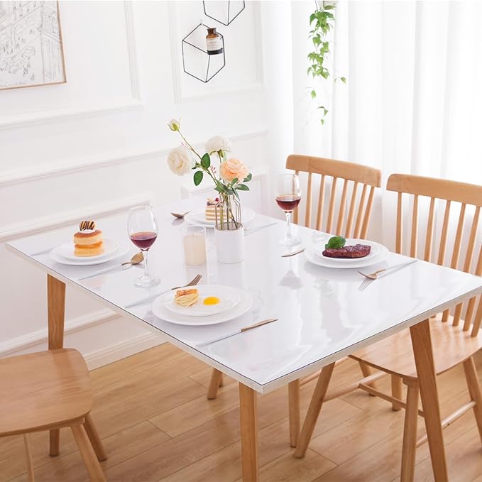 Eisdroma 28 x 54 Inch Clear Table Cover Protector, Clear Table Protector for Dining Room Table, 1.5mm Plastic Table Cover, Waterproof Table Pad for Kitchen, Office