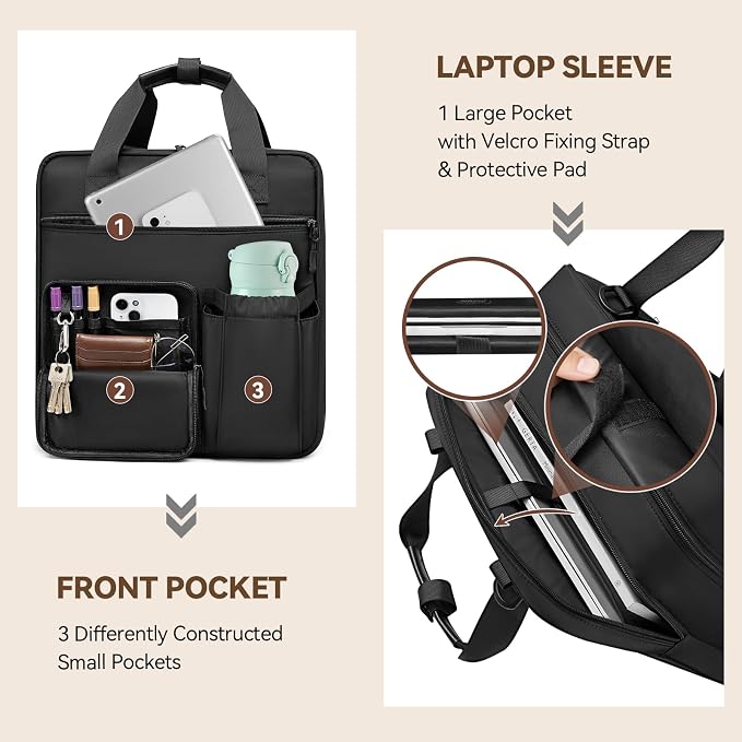 3 Inch Zipper Binder 3 Ring, D-Ring School Binder Organizer Holds 700 Sheets, Multi-Pocket Zippered Binder Bag with Backpack Straps & Shoulder Strap, Fits 15.6-Inch Laptop