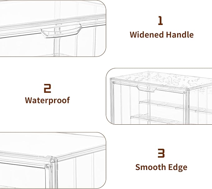 4 Layer Stackable Acrylic Figure Case for Collectibles Display Box,4 Pack | Removable Adjustable Partitions & Magnetic Door,Interlocking Stable Design,Dustproof Cover for Figurine Storage