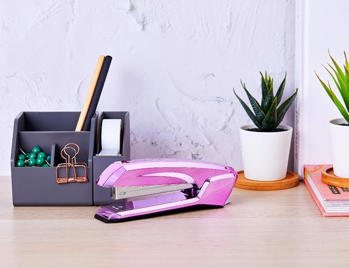 Bostitch Office Ascend 3 in 1 Stapler, 20 Sheet Capacity, Integrated Remover & Staple Storage, 420 Staples Included, Lightweight, Metallic Purple