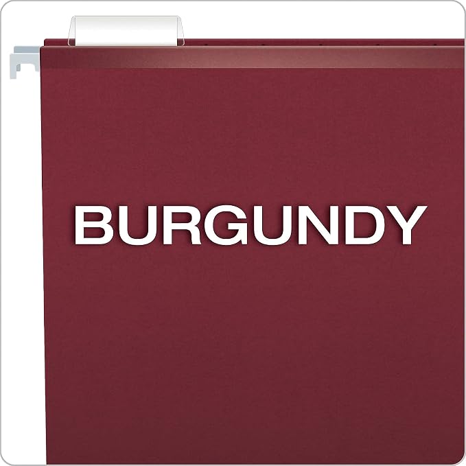 Pendaflex Reinforced Hanging Folders, Letter Size, Burgundy, 1/5 Cut, 25/BX (4152 1/5 BUR)