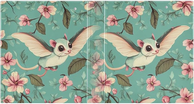 Cartoon Sugar Glider Green Decorative 3 Ring Binder 1.5 Inch Large View Binders with Pockets Holds 200 Sheets File Organizer for Office College School, 2 Pack