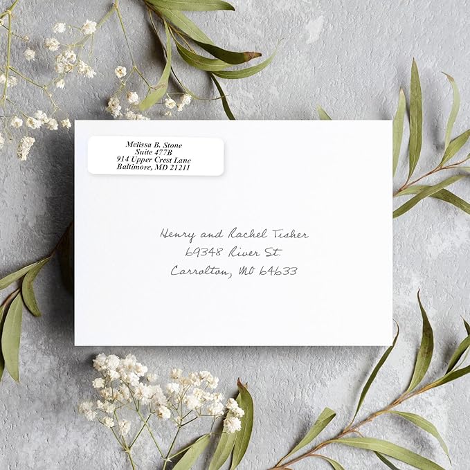 White Personalized Return Address Labels Without Dispenser - Roll of 500 Custom Stickers
