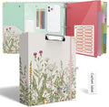 3 Ring Binder 2 Inch for Letter Size 8.5" x 11" Paper, Clipboard Binder with 5 Tabbed Dividers with Pockets, Plastic Folder and 40 Divider Stickers, School and Office Supplies, Garden Flowers