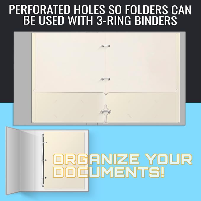 Better Office Products Two Pocket Portfolio Folders, 50-Pack, White, Letter Size Paper Folders, 50 Pieces, White