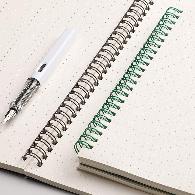EMSHOI Dotted Journal Spiral Notebook 7.48" x 10.15" - 2 Pack 320 Pages 100gsm Thick Paper, B5 Dot Grid Notebook, Plastic Hardcover Journals for Writing Drawing Women Men Work School Supplies