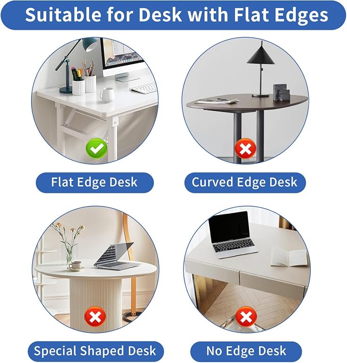 LUKETURE Desk Side Storage, Under Desk Laptop Mount with Cable Tray | 2-in-1 Steel laptop mount clamps to desk side, no drilling. Built-in cable tray hides cords. Holds 30 lbs, Office and Home
