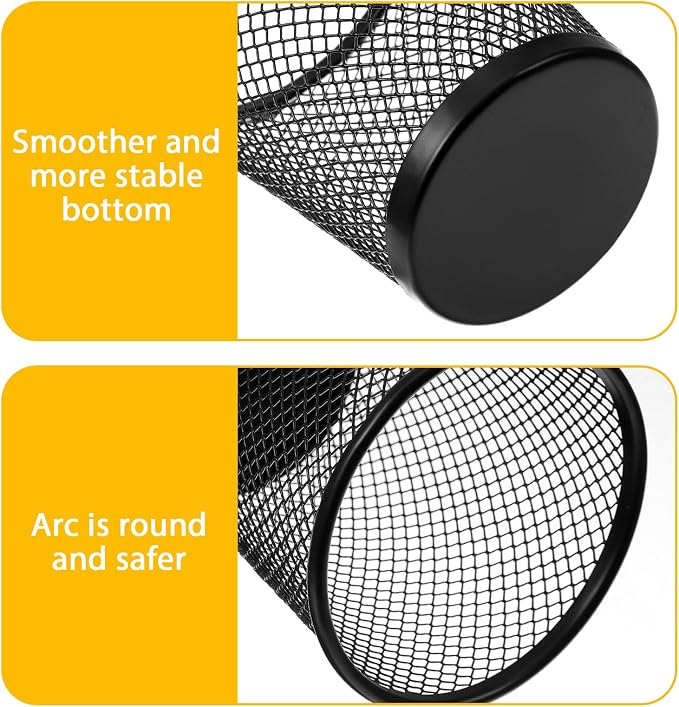 24 Pack Mesh Pencil Holder Wire Mesh Pen Cup, Black Pen Holder for Desk Metal Pens Organizer Pencil Cup Marker Holders Makeup Brush Holders for Home Office Supplies Accessories