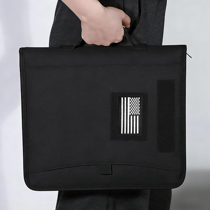 Zippered Padfolio and Tactical Notebook Cover with A4 Letter Paper, Military Multi Storage Handle Bag, Large Binder Planner for Men and Women for Out Work, Travels, Office & School, Black