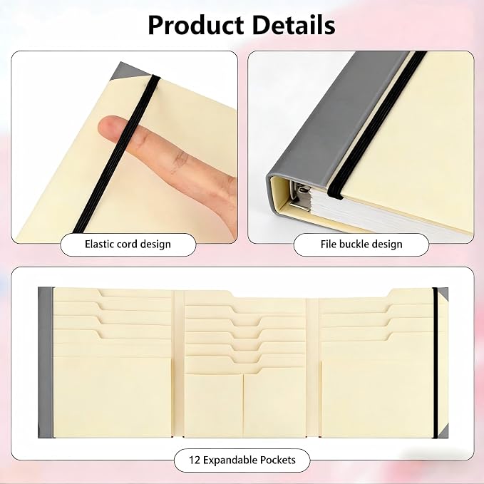 GANGZI The Life Book Document Organizer Binder | Binder with Guided Labels, Acid-Free File Folder Organizer,Document Holder for Home Records, Legal and Medical Papers (Beige)