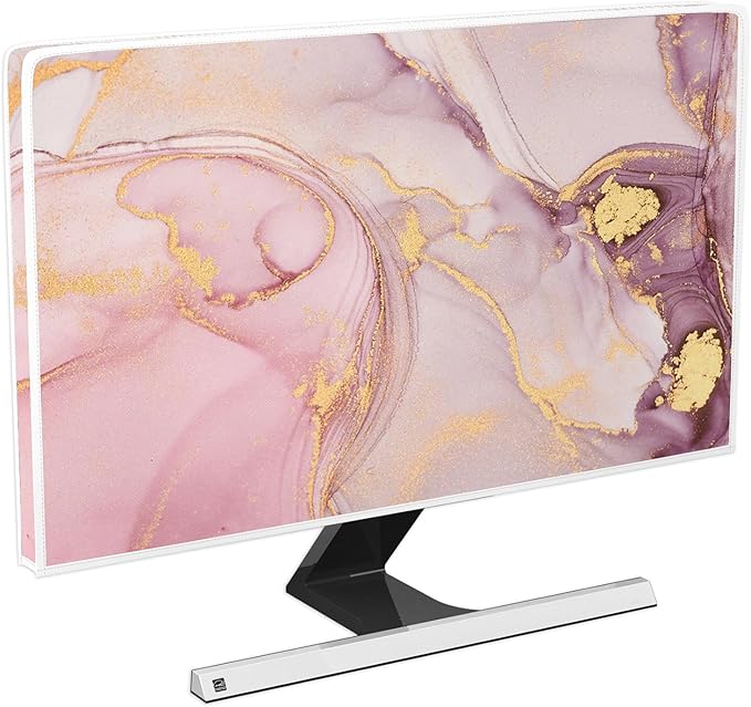 Baocicco Pink Gold Marble Waterproof Screen TV Cover 80 Inch Decorative Modern Television Cover for Home TV Screen Texture Dust Proof Monitor Covers for Television Screen LED LCD OLED TVs