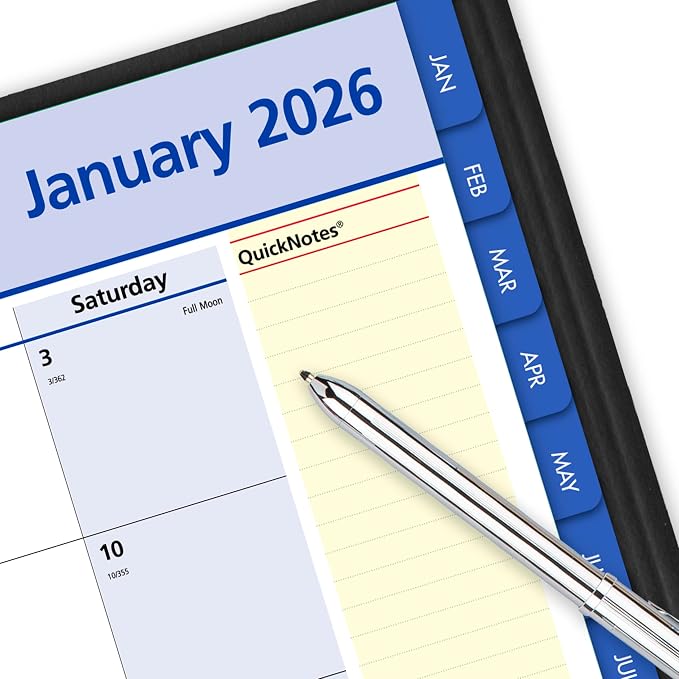 AT-A-GLANCE 2026 Appointment Book Planner, Monthly, 8-1/4" x 11", Large, QuickNotes, Black (76060526)