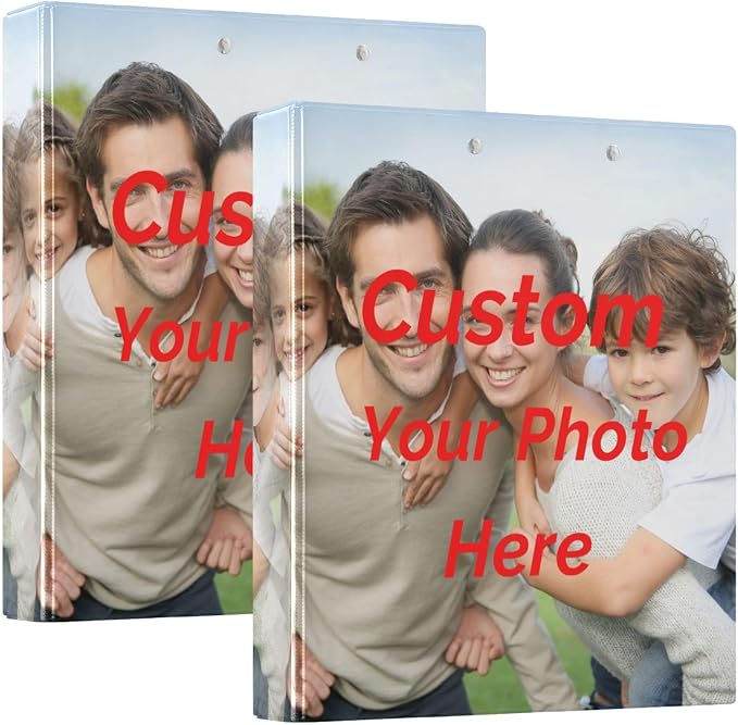 Custom Binder Personalized with Phone 3 Ring Binder with 2 Interior Pockets and Clipboard 1.5 inch Binders 3 Ring Heavy Duty Fit 8.5" x 11" Letter Size for Office School, 2 Pack
