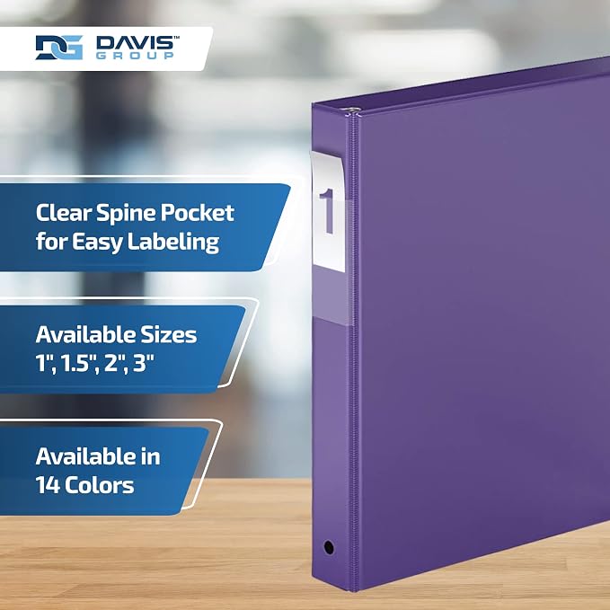 Premium Economy 6-Pack 3-Ring Binders for School or Office, D-Ring Binders, 1 Inch, Purple