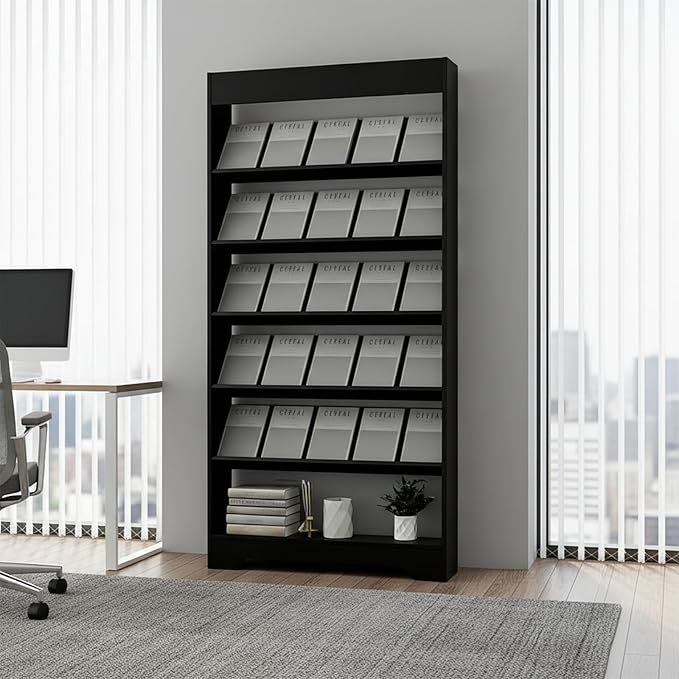 LHIUGE 4-Layer Brochure Display Rack,Freestanding Wooden Magazine Rack,Standing Literature Display Rack Brochure Holder for Home, Office, Retail Display