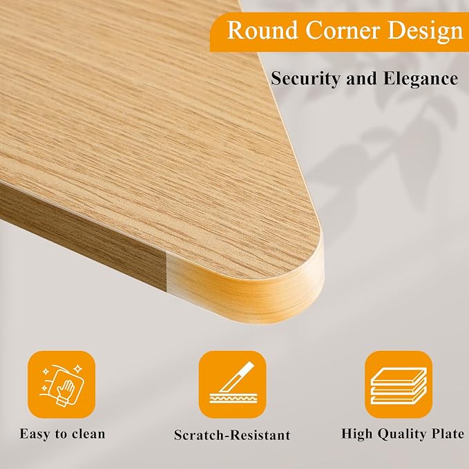 TEAMIX 26 inch Corner Monitor Stand Riser with Keyboard Storage, Maple | Triangle Monitor Stand, Wood & Metal Computer Stand, Laptop Riser, Desktop Organizer, for L Shaped Desk, Home Office & Gaming