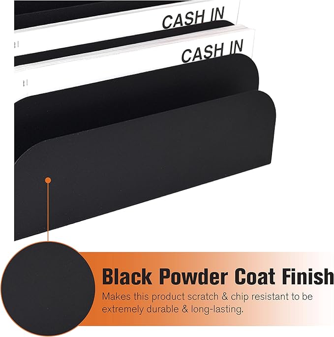 BankSupplies STEELMASTER Steel Cashier Pad Rack - 8 Slot File & Desk Organizer - Paper Organizer - Black Powder Coat Finish - Scratch & Chip-Resistant - Forms, Applications, Deposit Slips & Checks