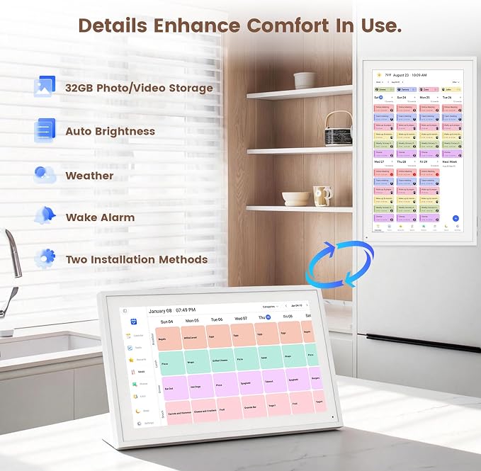 15.6-inch Digital Calendar, Electronic Calendar & Chore Chart, Sync Google iCloud Outlook, 2K Smart Touchscreen Display for Family Schedules, Wall/Desk Mountable, Great for Organizing for Group