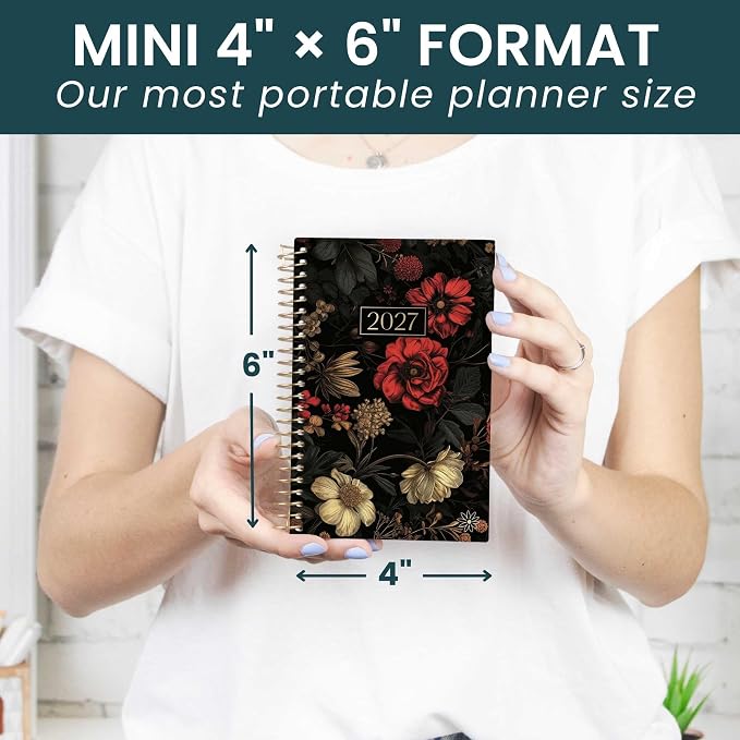 bloom daily planners 2027 Pocket Planner (January 2027 - December 2027) - 4” x 6” MINI Weekly Monthly Agenda Organizer & Calendar Year Book - Moody Floral