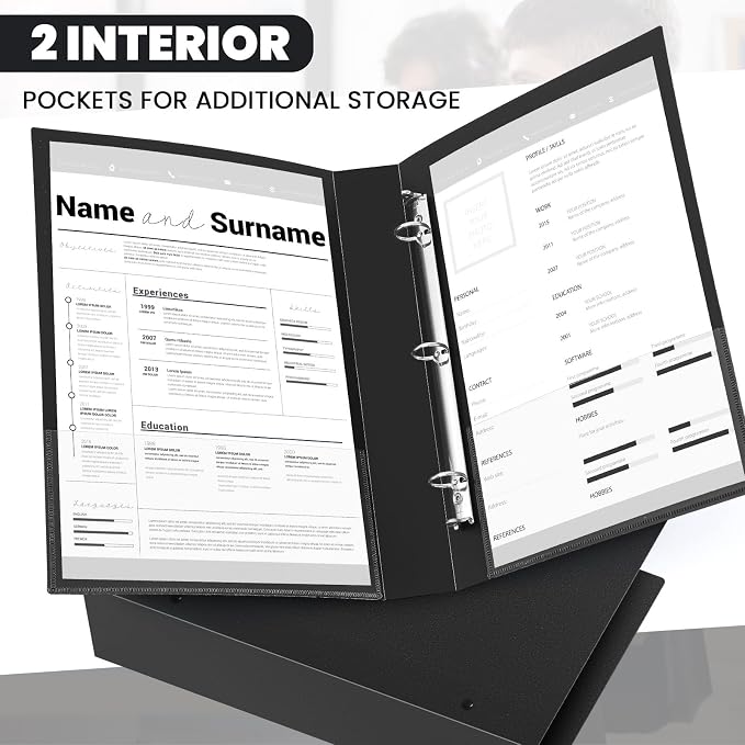 Henoyso 4 Pcs Legal Size Binder 3 Ring 2" Durable Black Binders for 8.5" x 14" Paper Hold up to 375 Sheets for Documents Artwork Blueprints, Office, Home, Work Places