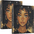 Black Girl 3 Ring Binder 1.5 Inch 2 Pack with 200 Sheet for Kids School Supplies Women Men Office