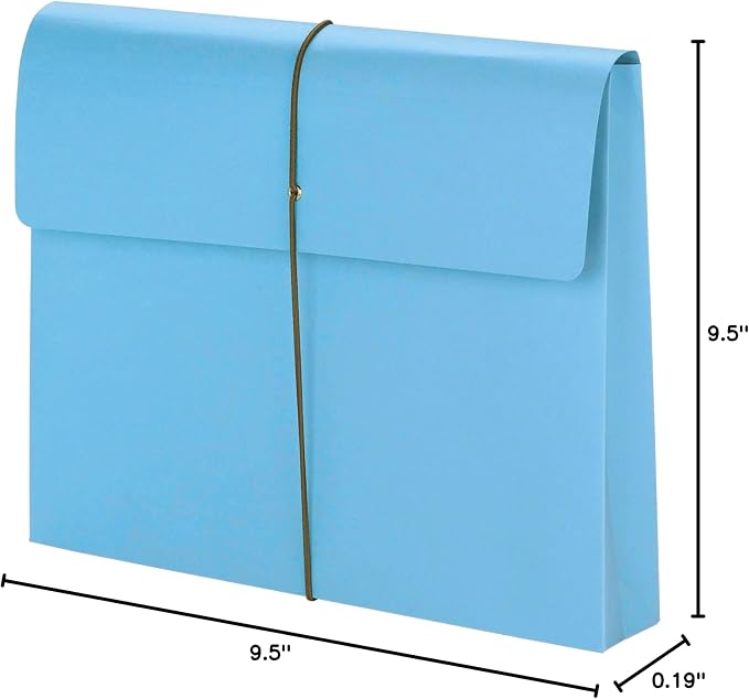 Smead Colored Expanding File Wallet with Flap and Cord Closure, 2" Expansion, Letter Size, Blue, 10 per Box (77203)