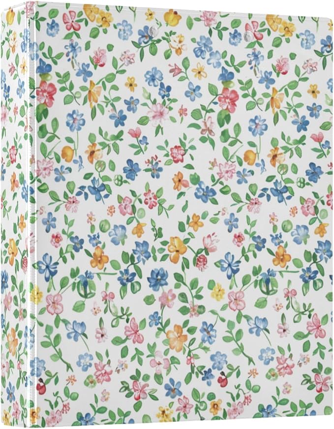 Flowers Boho 3 Ring Binders 1.5 Inch Round Rings Clear View Three Ring Binders Versatile Binder for Work School Office Supply 1 Pack