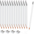48 PCS White Colored Pencils with Eraser Pre Sharpened Pencil 2 HB - Ideal for Checking, Grading, Tests & Office/School Supplies (White)