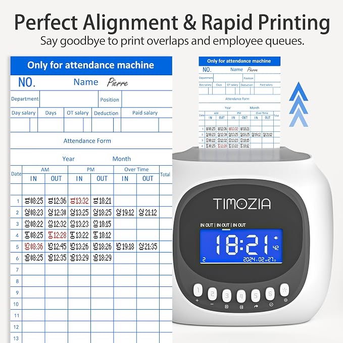 Time Clocks for Employees Small Business, Auto-Align Time Clock, 6 Punches per Day Time Machine | Clock in Machine for Employees with 50 Time Cards and 1 Ink Ribbon (Inside)