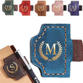 Personalized Mark Bookmark with Pen Holder, Leather Magnetic Book Marker 26 Letters,Custom Initials Page Marks, Gifts for Book Lovers Readers Men Women (Blue, M)
