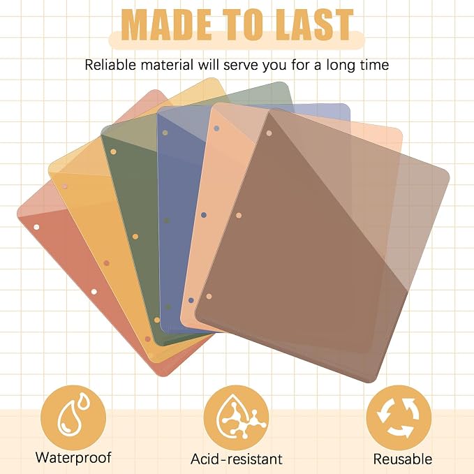 Maitys 30 Pack Binder Pockets 3 Ring, Letter Size 8.5x11,Simple Color | Clear Plastic Document Sleeves, Sheet Protectors with Slash Jacket, Fits Standard 3 Hole Binders, Organize Office Papers