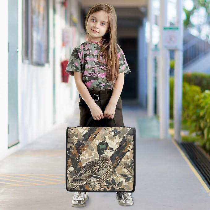 Custom Mallard Ducks Camouflage 3 Ring Zipper Binder with Handle | 1.5 inch Binder Organizer 2 inch Binder Organizer, Multi Pockets Office File Folder with Shoulder Strap 500 Sheet Capacity