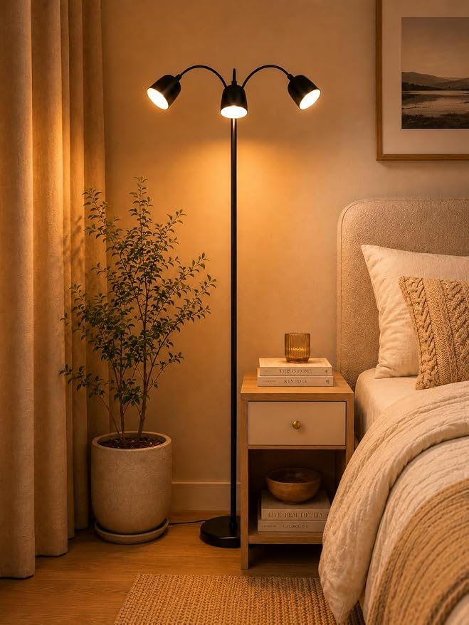 1700K Ultra-Warm 3-Head Floor Lamp, 80.7" Tall Standing Lamp with Stepless 1700K-6000K Color Temperature and Brightness, Individually Controlled Lights, Remote, Timer & Memory for Living Room Bedroom