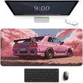 Car Gaming Mouse Pad Large Mousepad Japanese JDM Car R34 Pink Cherry Tree Anime Desk Mat for Keyboard and Mouse Mat Non-Slip Rubber Desk Pad 40x90cm, Style