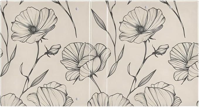 3 Ring Binder Black White Floral Vintage 1.5 inch Binders Three Ring Binders with Clipboard Fit 8.5'' x 11'' Paper 3 Interior PVC Clear Pockets for Office Supplies