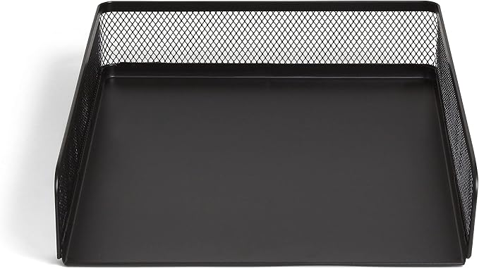 TRU RED Front‑Load Stackable Metal Letter Tray – Desktop Paper Organizer for Office Files & Documents