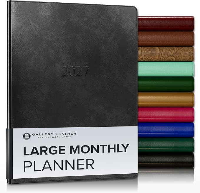 Gallery Leather Large Monthly Planner 2026-2027 Acadia Black