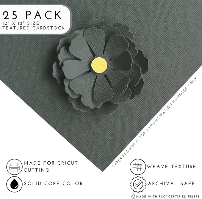 Shark Skin—12x12 Textured Cardstock | 80lb Textured Gray Scrapbook Paper | Premium Cardstock for Cricut Cutting | 25 Sheets