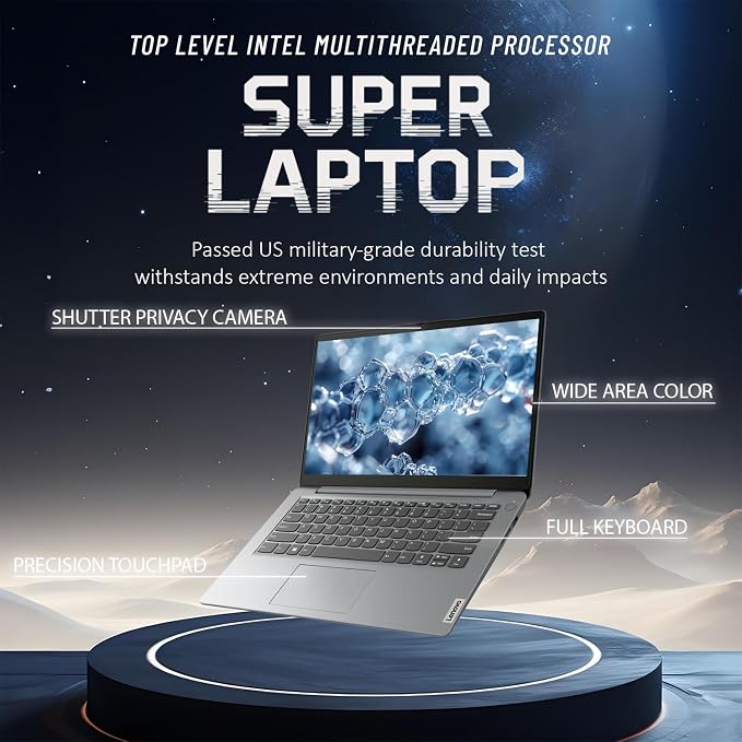 Lenovo IdeaPad Laptop with Microsoft 365 Office, Intel High Performance CPU, 4GB RAM, 1TB Cloud & 128GB Storage, 11 Hour Battery, SD-Card Reader,Webcam + WiFi 6, Windows 11