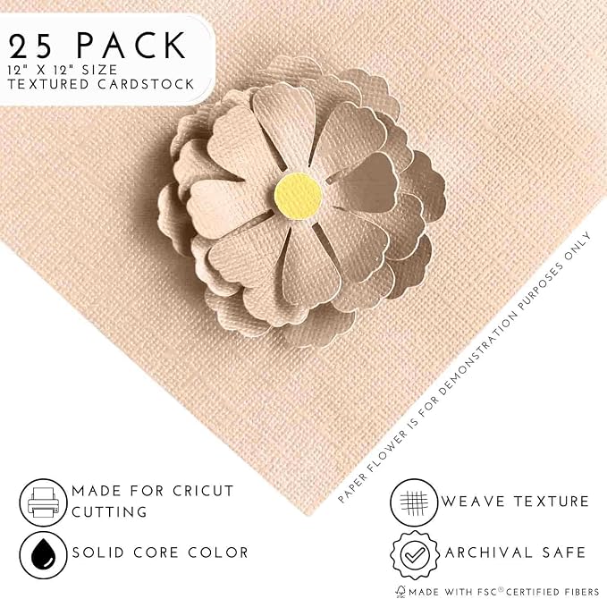 PEACH WHISPER—12x12 Textured Cardstock | 80lb Textured Orange Scrapbook Paper | Premium Cardstock for Cricut Cutting | 25 Sheets