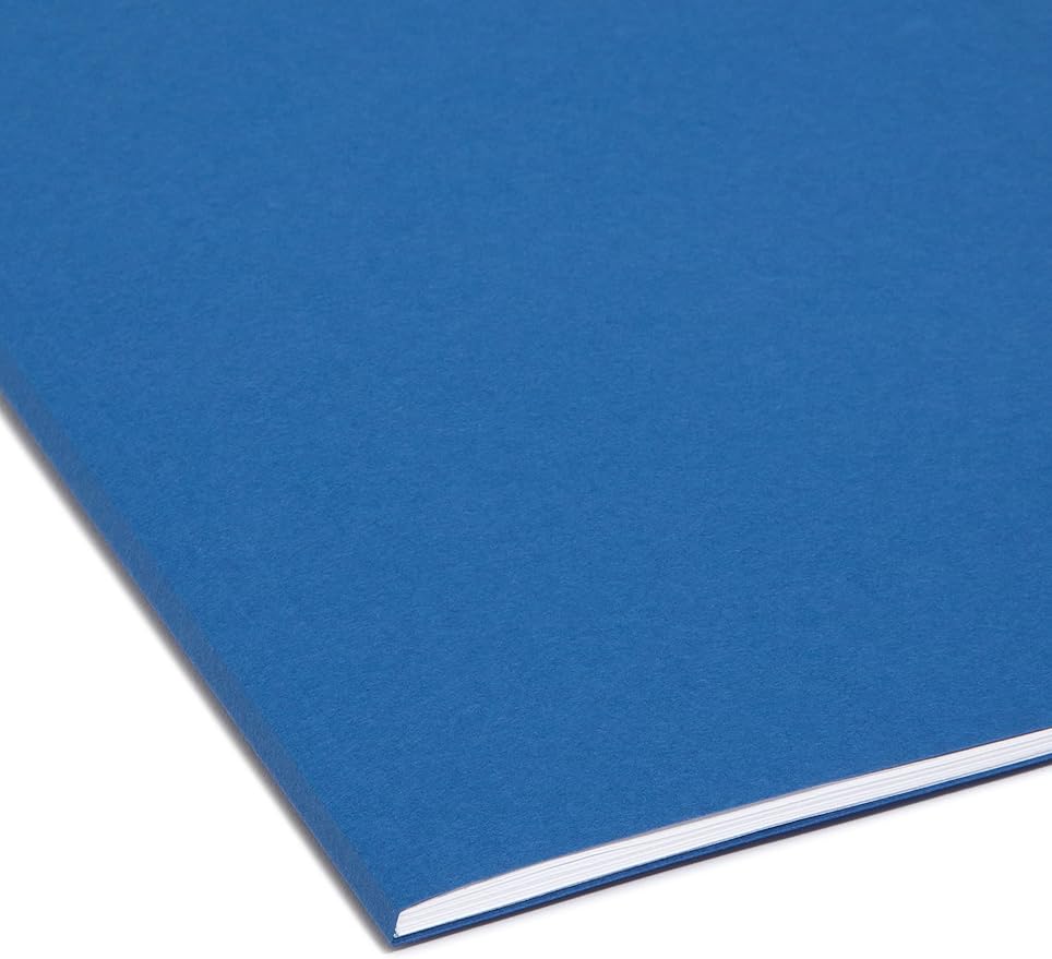 Smead Interior File Folder, 1/3-Cut Tab, Letter Size, Navy, 100 per Box, Expandable File Folders for Filing Cabinet